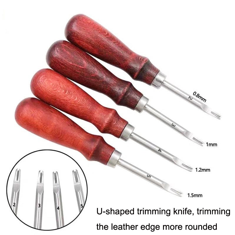 ER015 DIY Craft Leather Carving Leather Round Corner Tool Wood Handle Repair Device 1.0mm