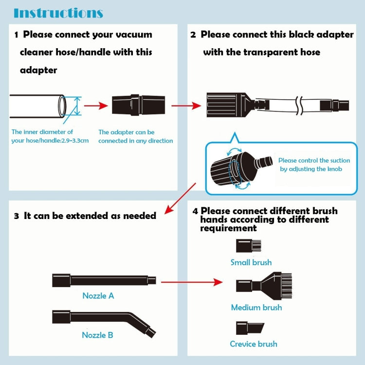 8 In 1 Universal Vacuum Cleaner Accessories Multi-Function Small Suction Head Cleaning Brush