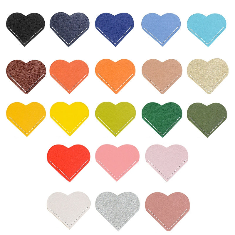 Mini Business Student Library Portable PU Leather Heart Shaped Bookmark(Army Green)