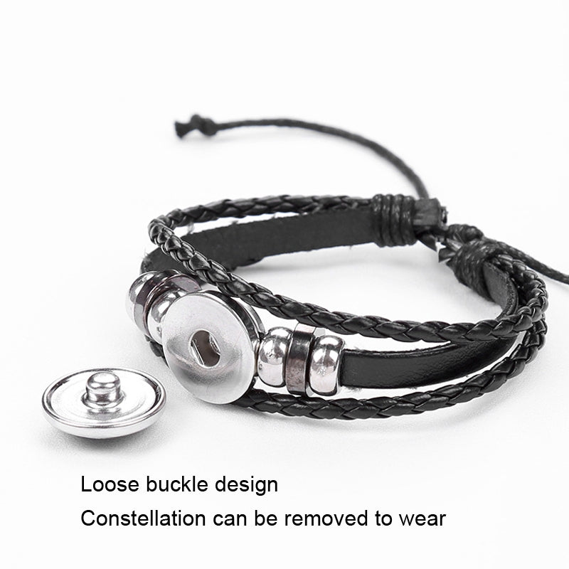 Twelve Constellation Luminous Bracelet Retro Leather Rope Woven Bracelet, Style: Gemini