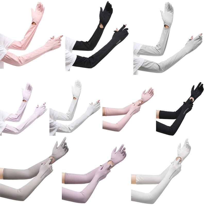 1pair Summer Extended Arm Sleeves Sun Protection UV Protection Sleeves, Style: Alphabet (Pearl White)