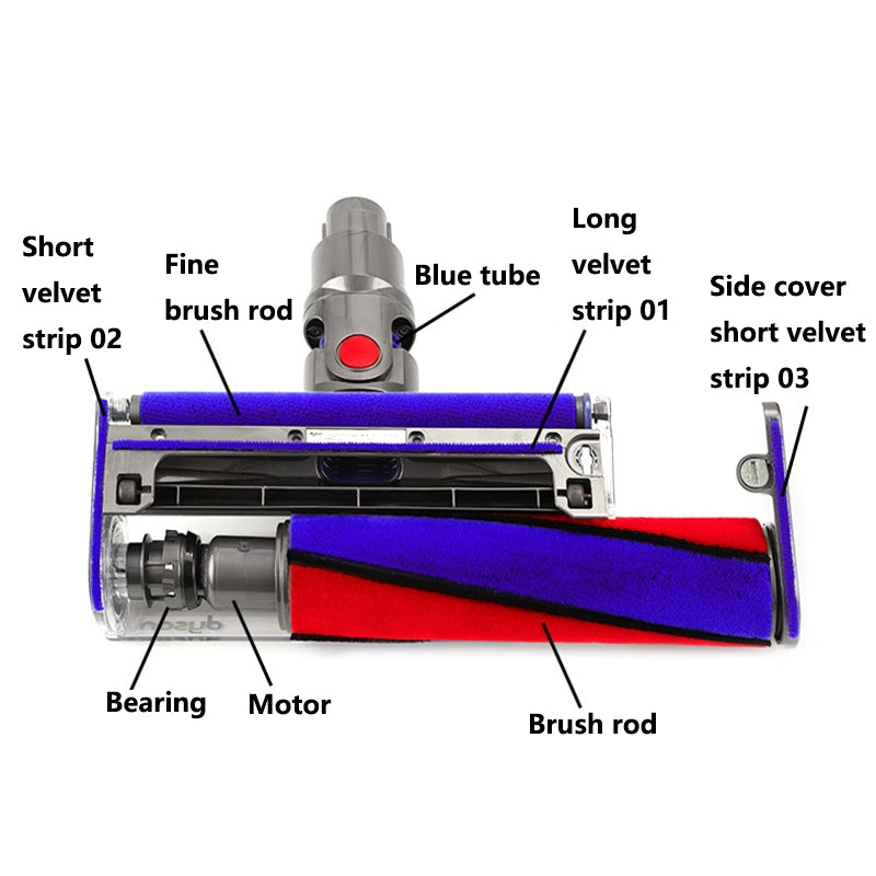 For Dyson V6-V11 Thin Brush Bar Vacuum Cleaner Soft Roller Head Parts