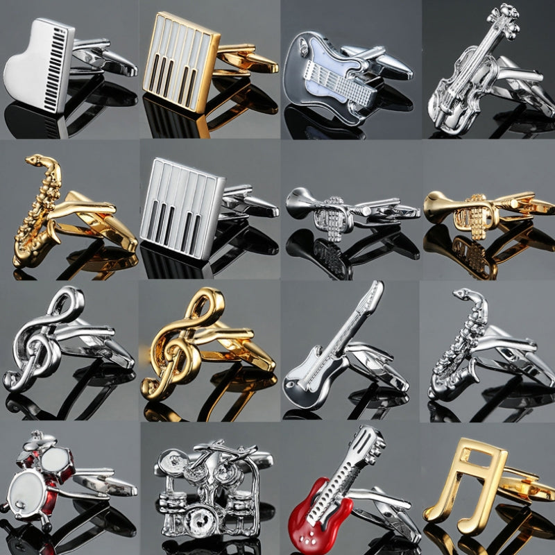 Music Series Instrument Note Cufflinks, Color: Gold Sixteen Notes