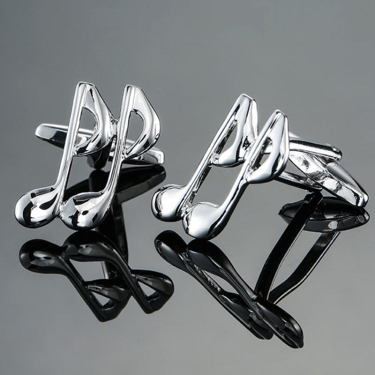 Brass Music Series Instrument Note Cufflinks, Color: Silver Eighth Note