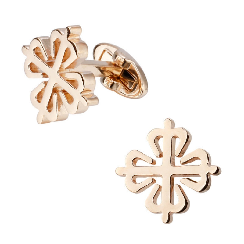 Men Brass Plated Shirt Cufflinks, Color: Silver Cross Flower