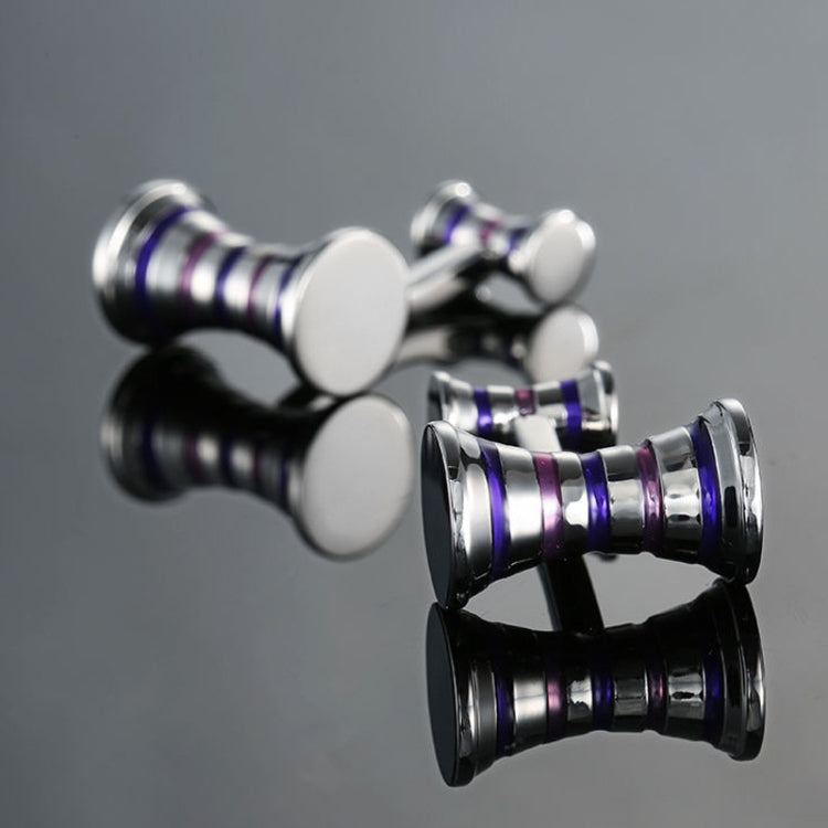 Men Brass Plated Shirt Cufflinks, Color: Blue Purple Stripe