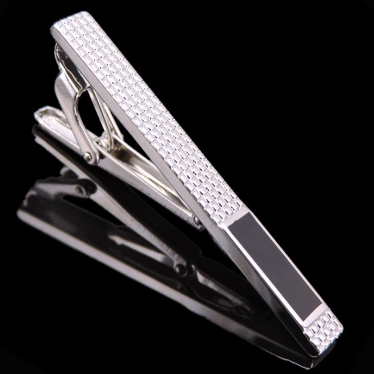 2pcs Men Business Formal Wedding Tie Clips, Color: Silver Black