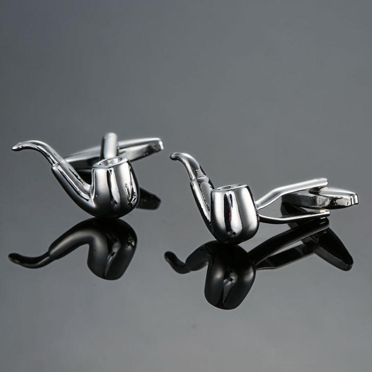 Men Shirts Enamel Lacquered Cufflinks, Color: Silver Pipe