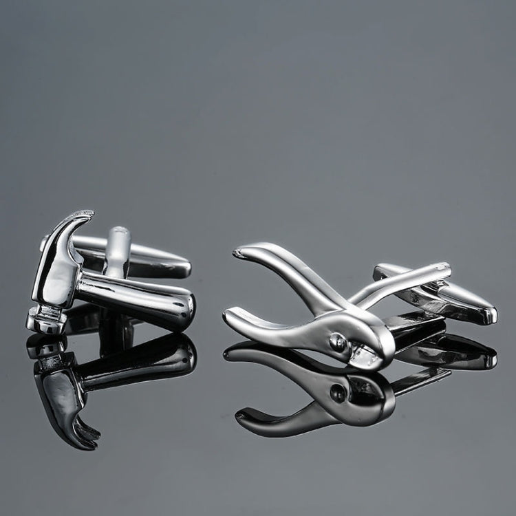 Men Shirts Enamel Lacquered Cufflinks, Color: Silver Hammer Pliers