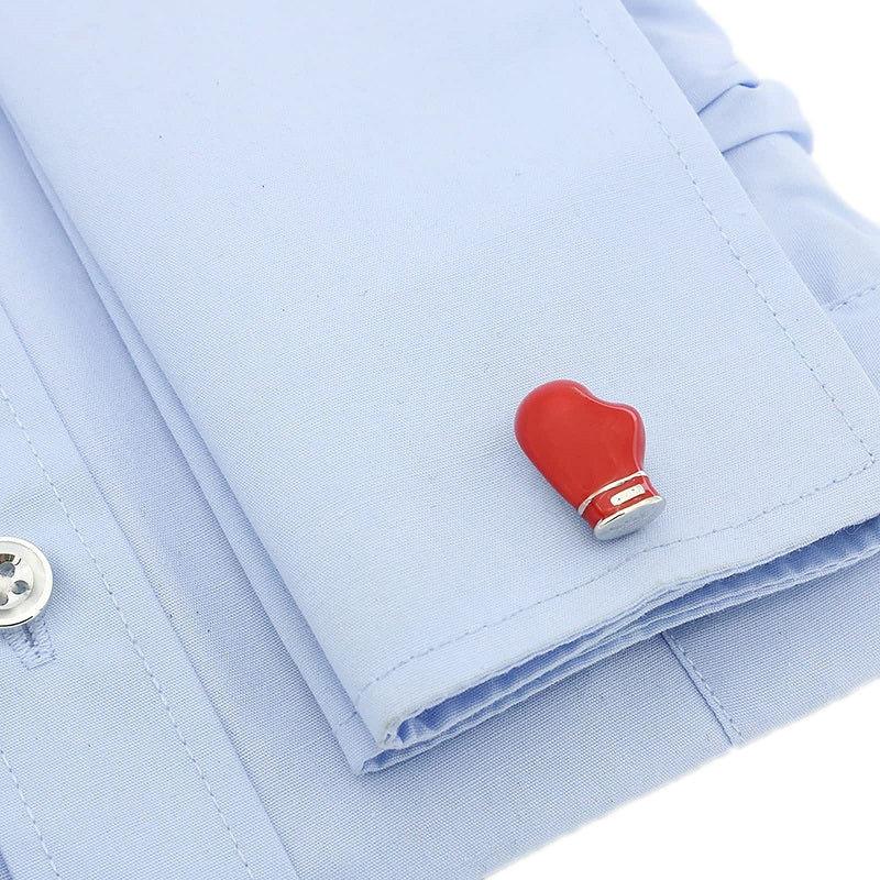 Men Shirts Enamel Lacquered Cufflinks, Color: Silver Beard