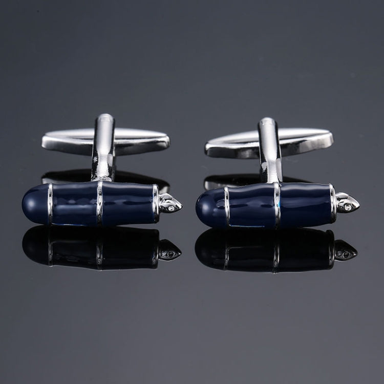 Men Shirts Enamel Lacquered Cufflinks, Color: Blue Pen