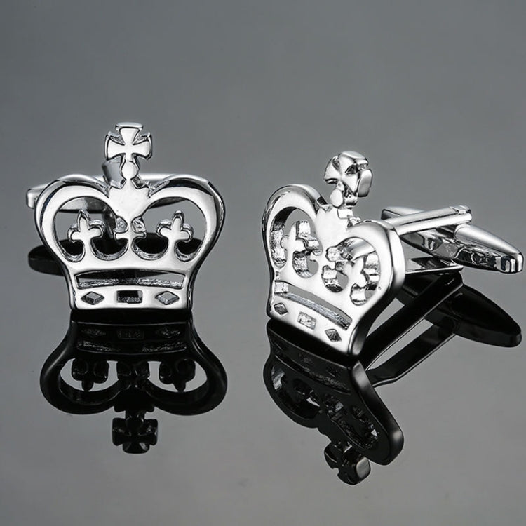 Men Shirts Enamel Lacquered Cufflinks, Color: Silver Crown