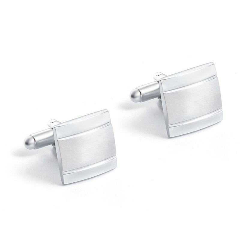 Men French Shirt Metal Cufflinks Collar Set(Silver)