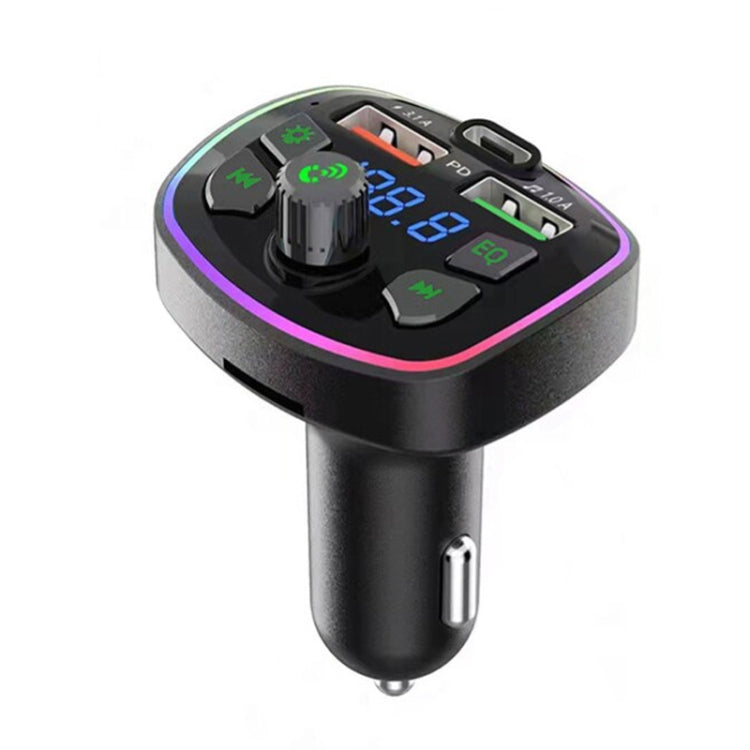 Q7 3.1A USB+PD Bluetooth Car Charger Car FM Transmitter Colorful Lighting