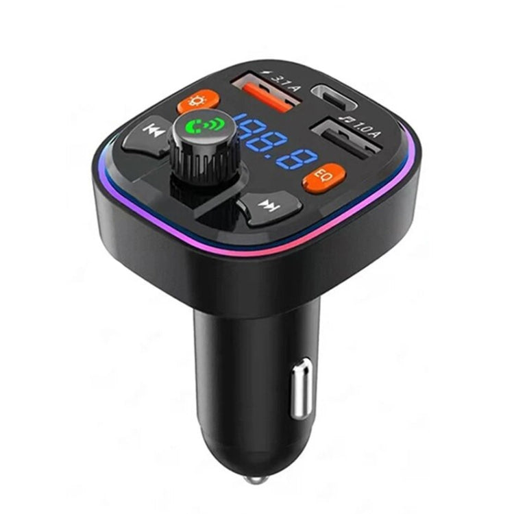 Q5 3.1A USB+PD Bluetooth Car Charger Car FM Transmitter Colorful Lighting