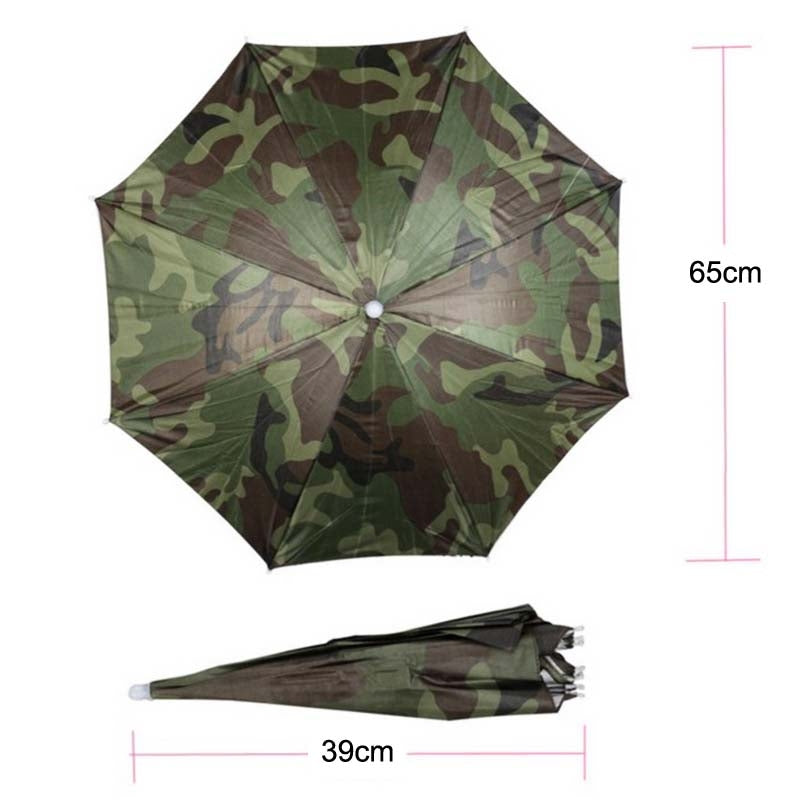 JJ11217 Headband Fishing Umbrella Headband 30CM Camouflage Silver Rubber Hat Umbrella(Camouflage)