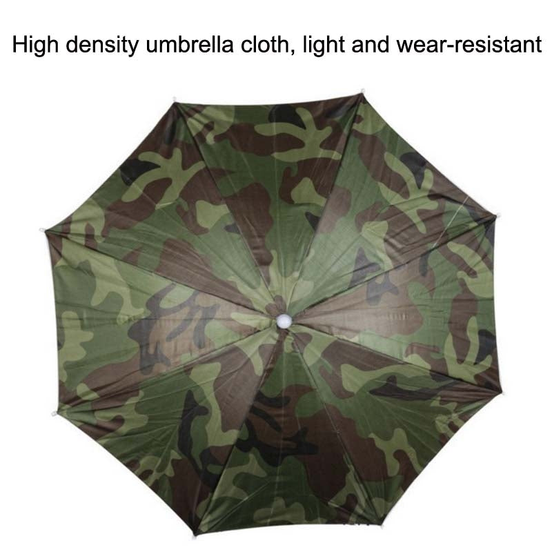 JJ11217 Headband Fishing Umbrella Headband 30CM Camouflage Silver Rubber Hat Umbrella(Camouflage)