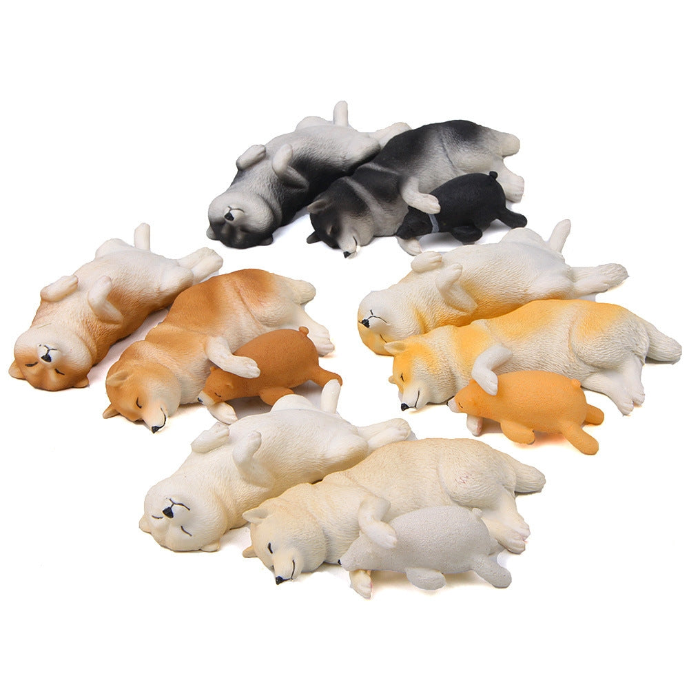 Cute Kawaii Sleeping Pet Figurine Collection Decoration Fridge Magnet Coffee Side Lying  Shiba  Inu