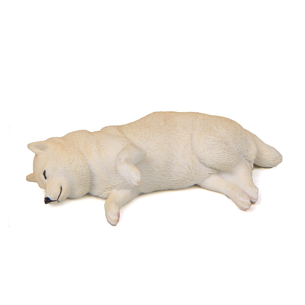 Cute Kawaii Sleeping Pet Figurine Collection Decoration Fridge Magnet Beige Side Lying  Shiba  Inu