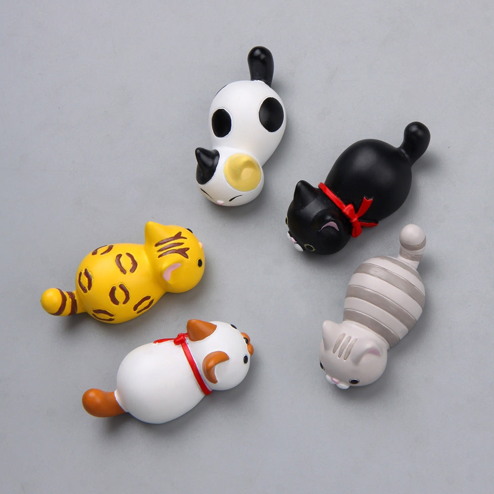 Cute Cartoon Cat 3D Fridge Magnet Mobile Phone Case Material(White Scarf Cat)
