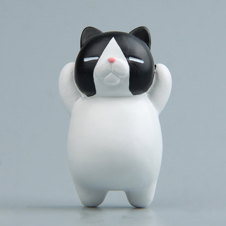 Cartoon Cat Fridge Magnet Resin Ornament Ornament With Magnetic Sticker(Black and White Cat)