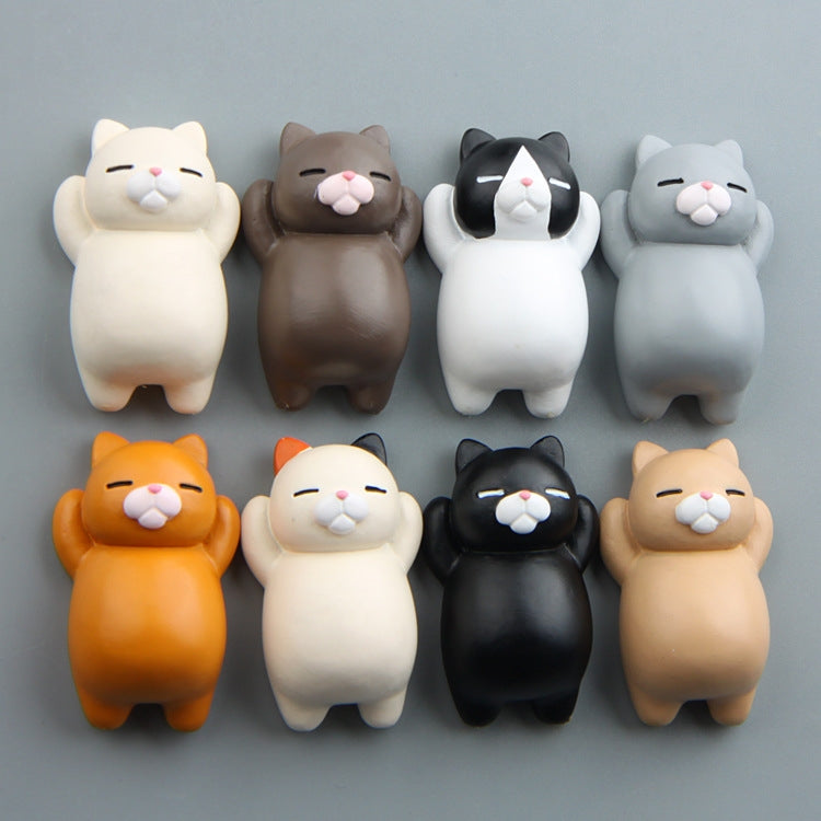 Cartoon Cat Fridge Magnet Resin Ornament Ornament With Magnetic Sticker(Gray Cat)