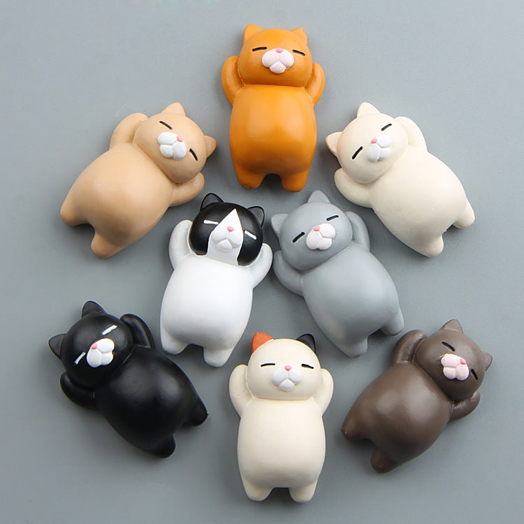 Cartoon Cat Fridge Magnet Resin Ornament Ornament With Magnetic Sticker(Gray Cat)