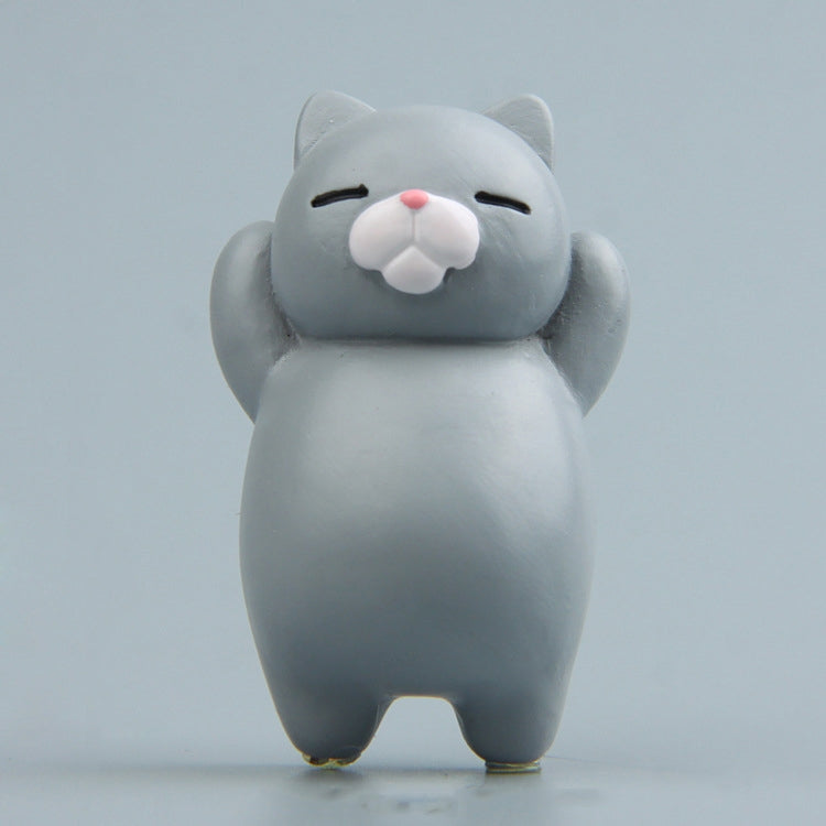 Cartoon Cat Fridge Magnet Resin Ornament Ornament Without Magnetic Sticker(Gray Cat)