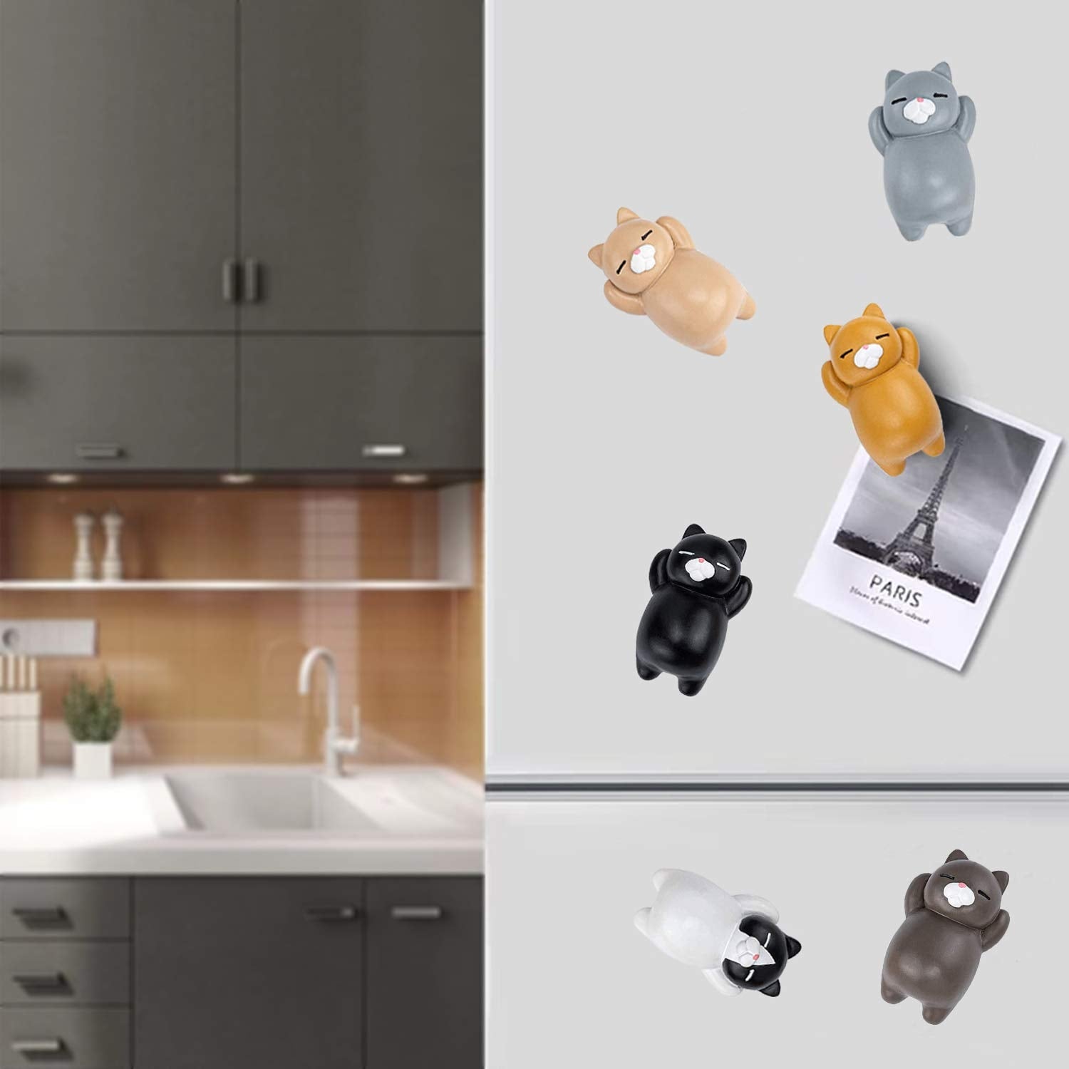 Cartoon Cat Fridge Magnet Resin Ornament Ornament Without Magnetic Sticker(Light Coffee Cat)