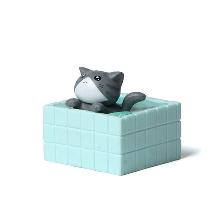 3D Cute Bath Cat Fridge Sticker Hole Board Magnet Resin Decorative Ornament(Gray Cat)