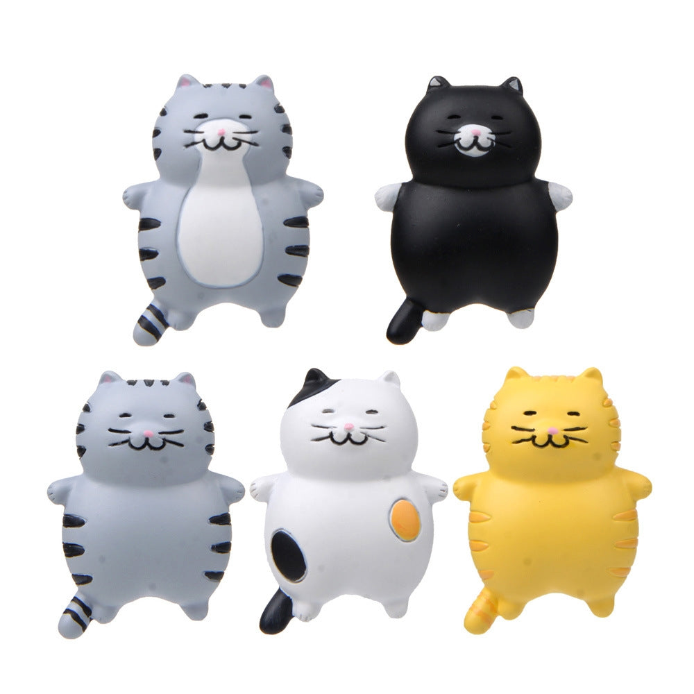 Fat Cat 3D Refrigerator Magnet Magnetic Sticker Phone Case DIY Accessories(Black)