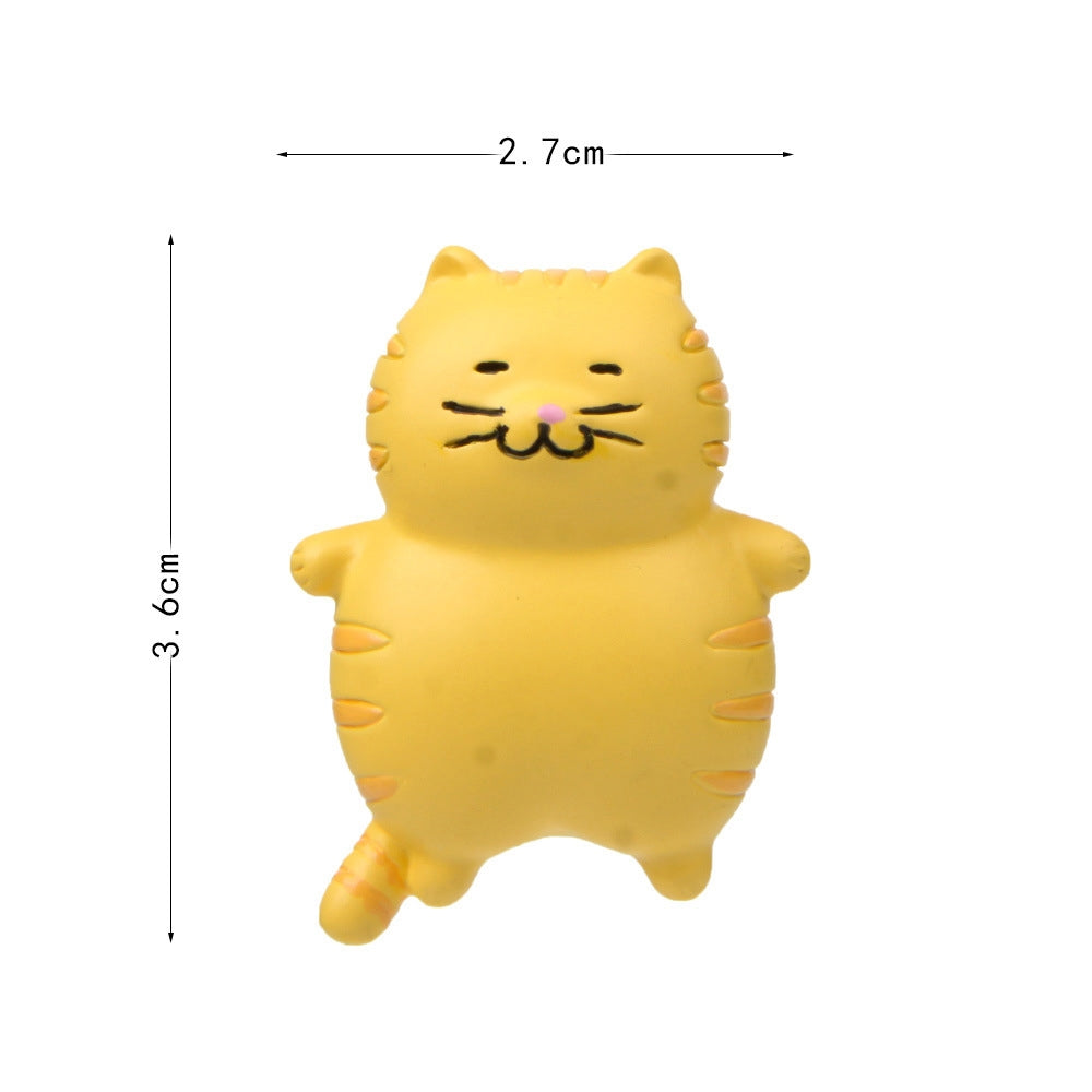 Fat Cat 3D Refrigerator Magnet Magnetic Sticker Phone Case DIY Accessories(Gray -white)