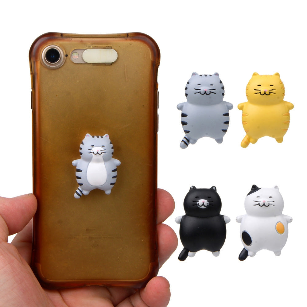 Fat Cat 3D Refrigerator Magnet Magnetic Sticker Phone Case DIY Accessories(Gray)