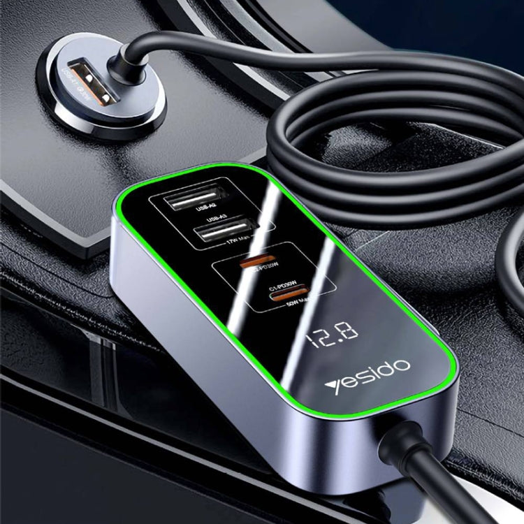 Yesido Y53 QC3.0 Car Charger 97W Five Ports Fast Charged(Black)