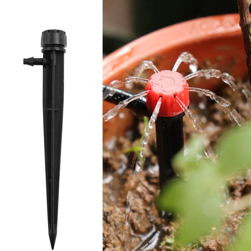 FH-118 13cm Adjustable 8 Holes Ground Plug Dripper Garden Irrigation System Watering Nozzle(Black Hat)