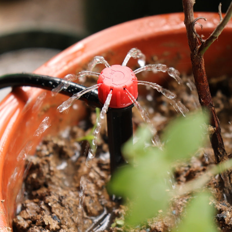 FH-118 13cm Adjustable 8 Holes Ground Plug Dripper Garden Irrigation System Watering Nozzle(Black Hat)