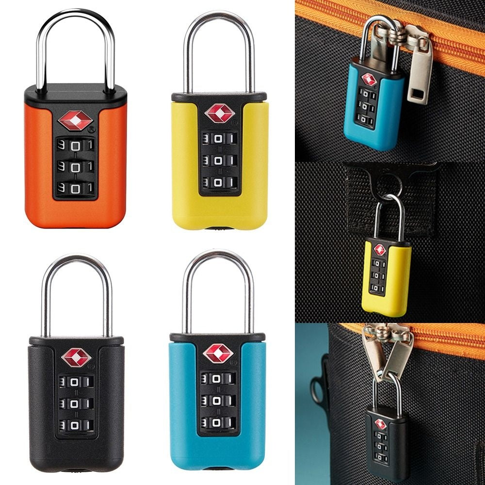 TSA Customs Code Lock Travel Luggage Lock Mini Contrast Color Design Combination Padlock(Orange Red)