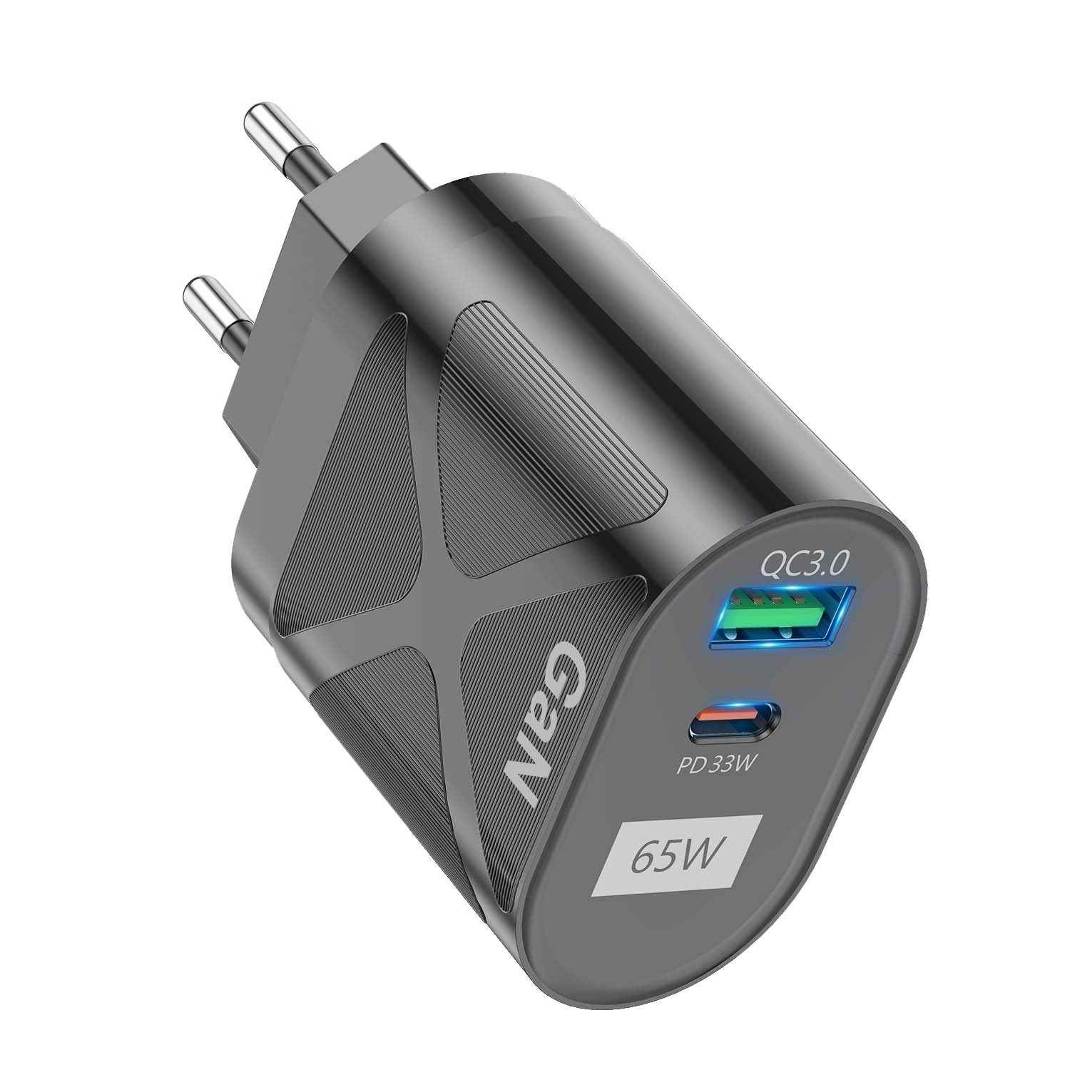 Uniqbuy For 65W GAN PD + QC3.0 Fast Charger Phone Notebook Computer Universal Charging Head, Plug: EU Plug Black