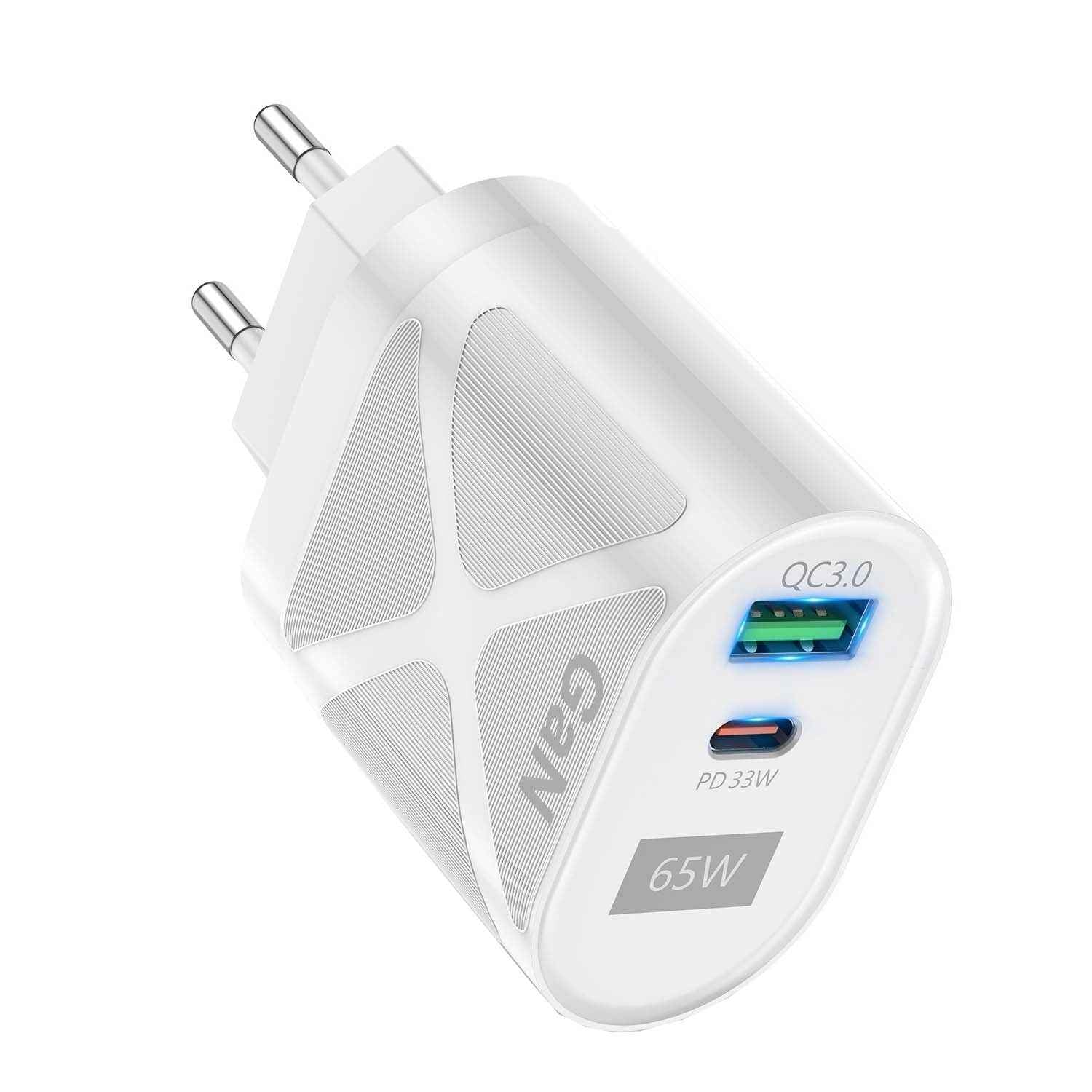 Uniqbuy For 65W GAN PD + QC3.0 Fast Charger Phone Notebook Computer Universal Charging Head, Plug: EU Plug White