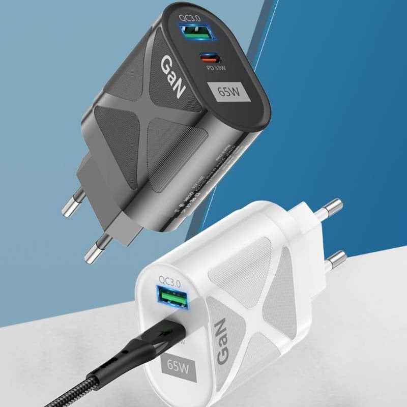 Uniqbuy For 65W GAN PD + QC3.0 Fast Charger Phone Notebook Computer Universal Charging Head, Plug: EU Plug White