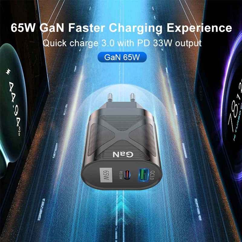 Uniqbuy For 65W GAN PD + QC3.0 Fast Charger Phone Notebook Computer Universal Charging Head, Plug: EU Plug White