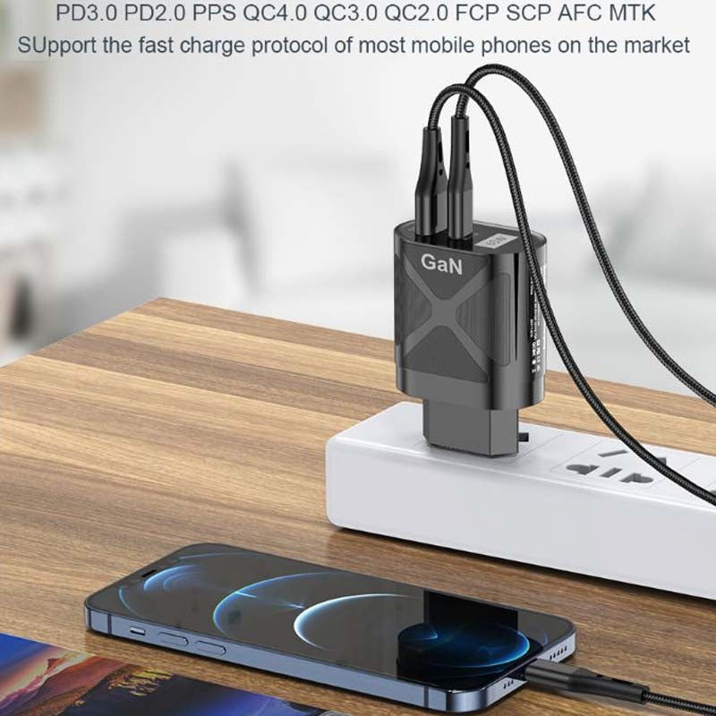 65W GAN PD + QC3.0 Fast Charger Phone Notebook Computer Universal Charging Head, Plug: EU Plug White