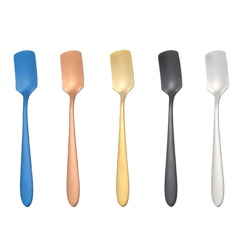 304 Stainless Steel Square Head Spoon Cake Dessert Coffee Small Spoon, Color: Titanium Gold