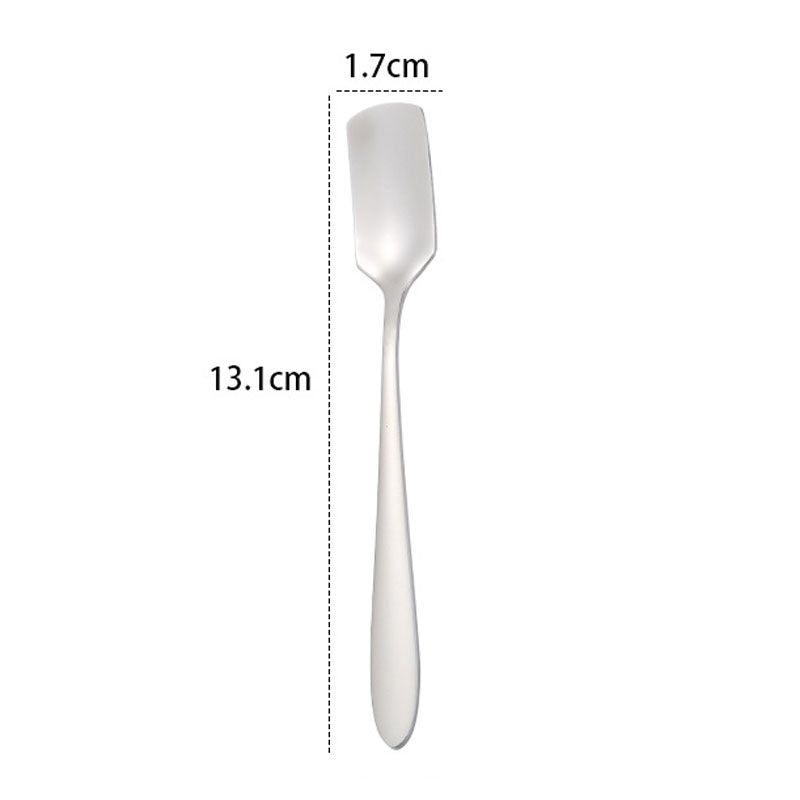 304 Stainless Steel Square Head Spoon Cake Dessert Coffee Small Spoon, Color: Stainless Steel Color
