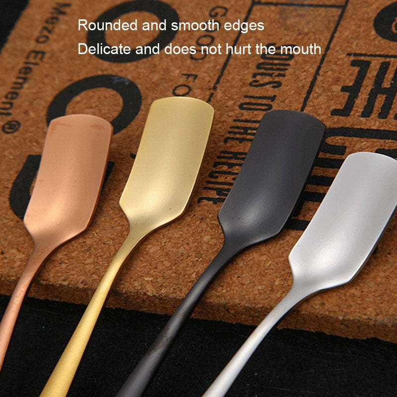 304 Stainless Steel Square Head Spoon Cake Dessert Coffee Small Spoon, Color: Titanium Gold