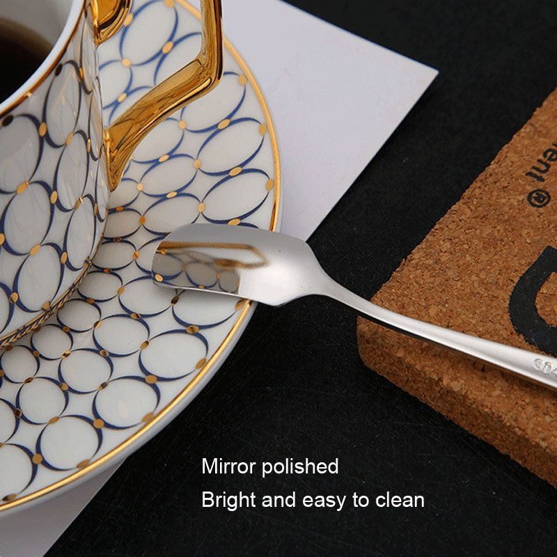 304 Stainless Steel Square Head Spoon Cake Dessert Coffee Small Spoon, Color: Stainless Steel Color