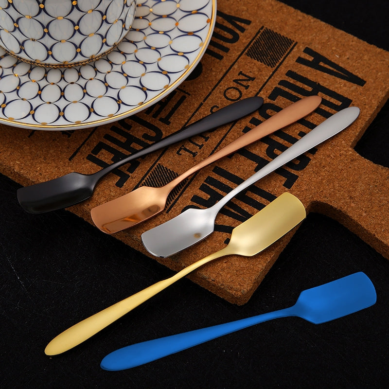 304 Stainless Steel Square Head Spoon Cake Dessert Coffee Small Spoon, Color: Stainless Steel Color