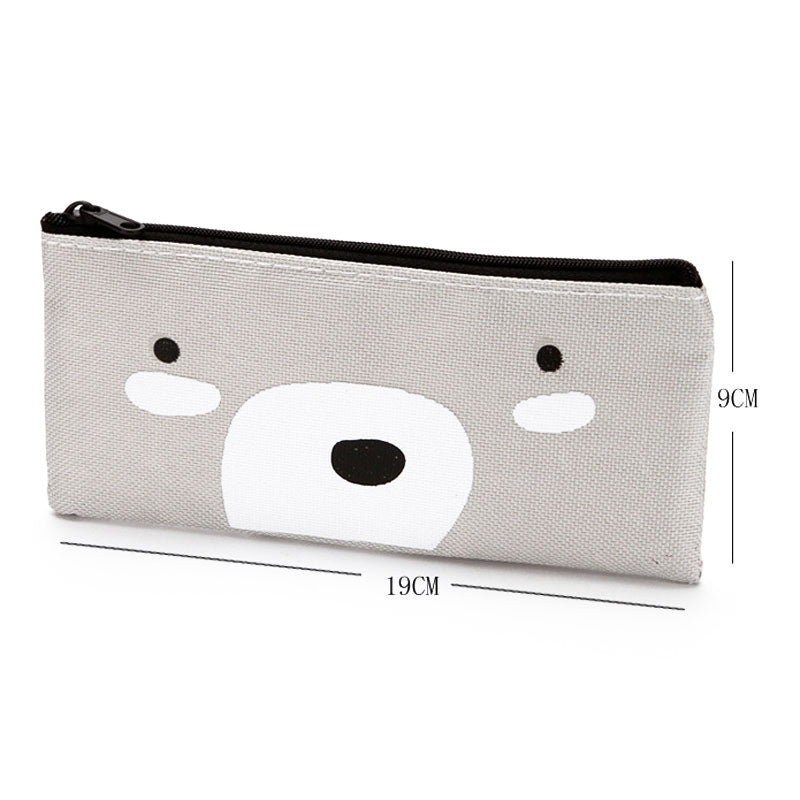Cartoon Simple Student Oxford Pen Bag Large Capacity Pencil Bag(Beige)