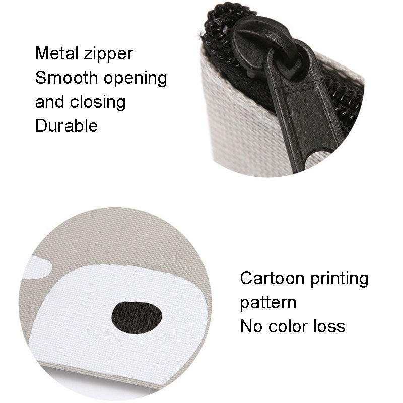 Cartoon Simple Student Oxford Pen Bag Large Capacity Pencil Bag(Beige)