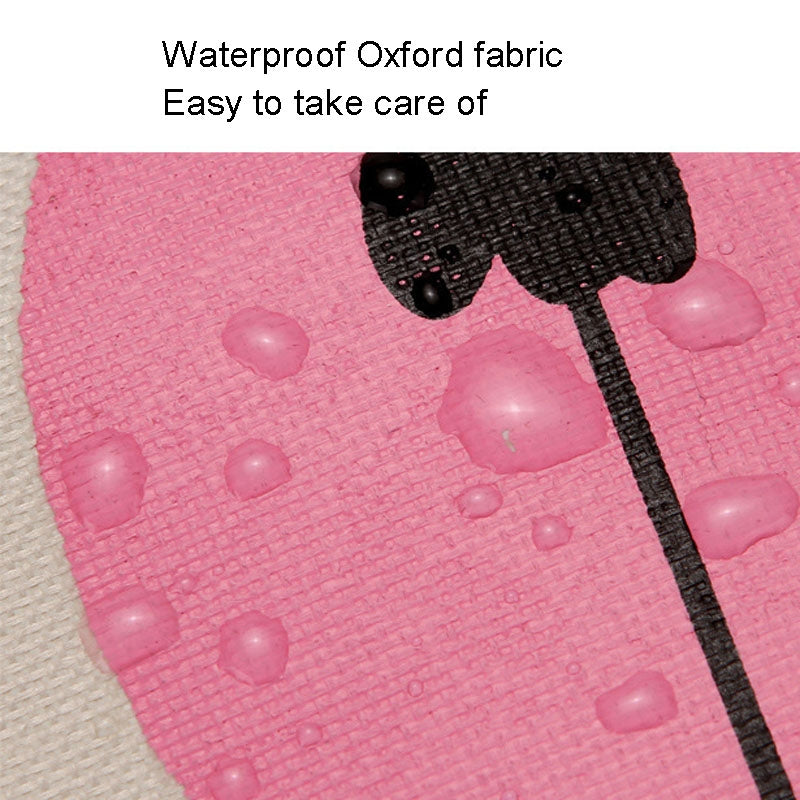 Cartoon Simple Student Oxford Pen Bag Large Capacity Pencil Bag(Beige)